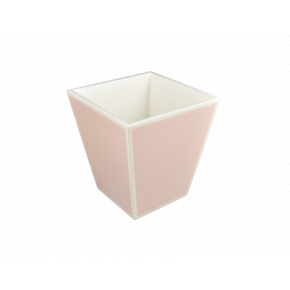 Lacquer Paris Pink/White Waste Basket Square 9"L x 9"W x 10"H