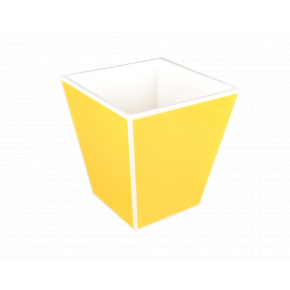 Lacquer Sunshine Yellow/White Trim Waste Basket Square 9"L x 9"W x 10"H