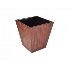 Lacquer Rosewood Brown Waste Basket Square 9"L x 9"W x 10"H