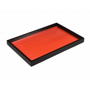 Lacquer Red Tulipwood/Black Vanity Tray 8" x 12" x 1.5"H
