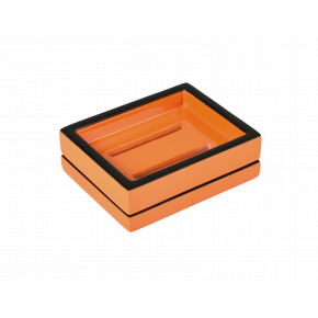 Lacquer Orange/Black Trim Soap Dish 4"L x 5"W x 1.5"H