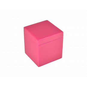 Lacquer Hot Pink Q-Tip Box 3.5" x 3.5" x 4"H