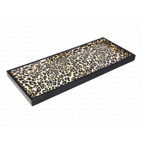 Lacquer Leopard Long Vanity Tray 7" x 17" x 1.5"H