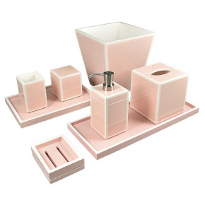 Lacquer Paris Pink/White Trim Square Tray 22" x 22" x 2"H