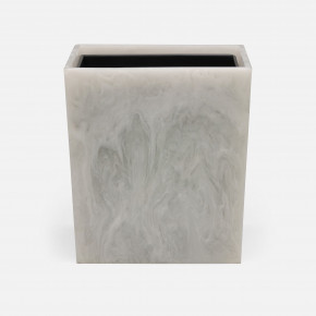 Abiko Pearl White Wastebasket Rectangular Tapered Cast Resin