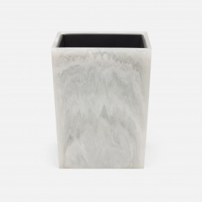 Abiko Pearl White Wastebasket Square Tapered Cast Resin