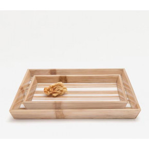 Ashford Striped Brown/White Trays Rectangular Tapered Bamboo/Resin, Set Of 2