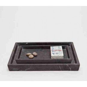 Luxor Black Matte Nested Trays Square Tapered Marble, Set Of 2