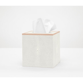Manchester Ivory Tissue Box Square Straight Realistic Faux Shagreen
