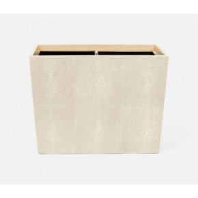 Manchester Ivory Double Wastebasket Rectangular Tapered Realistic Faux Shagreen