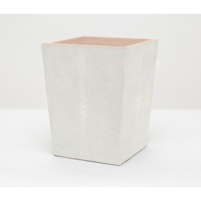 Manchester Ivory Wastebasket Square Tapered Realistic Faux Shagreen