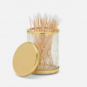 Pomaria Brushed Gold Canister Small Round Glass/Stainless Steel