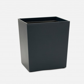 Quincy Matte Navy Wastebasket Rectangular Tapered Lacquered Wood