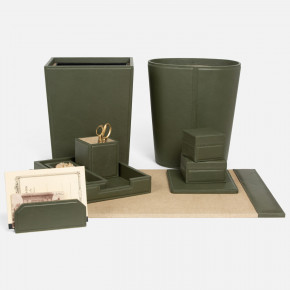 Asby Forest Green Full-Grain Leather Desk Accessories