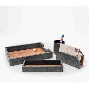 Crosby Cool Gray Set: Letter Tray Envelope Holder Pencil Tray And Pencil Holder Realistic Faux