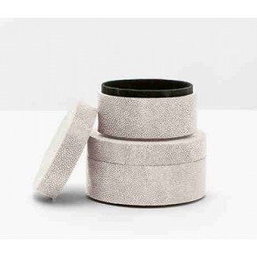 Crosby Sand, Set Of 2 Round Boxes Realistic Faux Shagreen