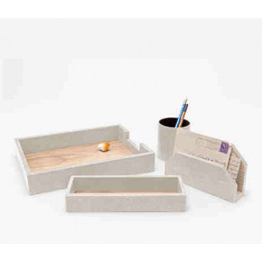 Crosby Sand Set: Letter Tray Envelope Holder Pencil Tray And Pencil Holder Realistic Faux Shagr