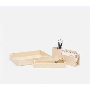 Orsett Cream Set: Letter Tray Envelope Holder Pencil Tray And Pencil Holder Full-Grain Leather