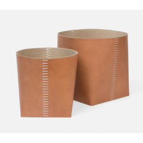 Salo Aged Camel Basket Full-Grain Leather, Set Of 2