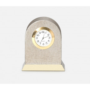 Siena Warm Silver Clock Round Faux Linen