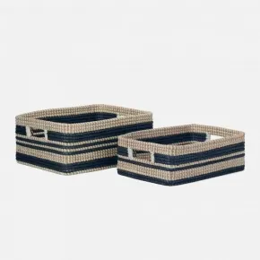 Two's Company Set of 2 Rattan Decorative Storage Boxes Incl 2 Sizes並行輸入 S&frasl;2 Rattan Weave Pattern Easter Bunnies Assorted 2 Patterns