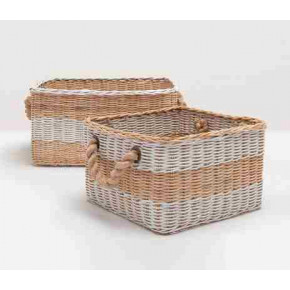 Nantucket Natural/White Nested Baskets Wicker, Set Of 2