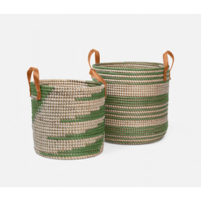 Olinda Green/Natural Baskets Seagrass, Set Of 2