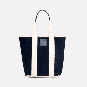 Quebec Dark Navy Shopper Bag Velvet/Full Grain Leather