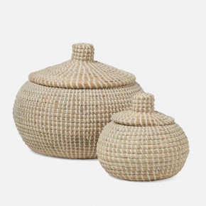 Roslyn Whitewashed Baskets Round Seagrass, Set Of 2