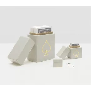 Aira Light Gray Full-Grain Leather Playing Card Box Set