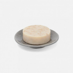 Cordoba Gray Burlap Soap Dish Round Ceramic