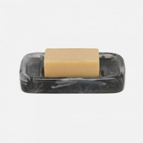 Abiko Obsidian Soap Dish W/ Rounded Edges Rectangular Cast Resin