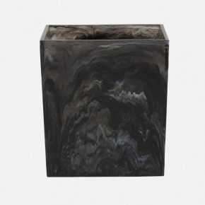 Abiko Obsidian Wastebasket Rectangular Tapered Cast Resin