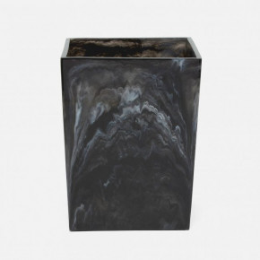 Abiko Obsidian Wastebasket Square Tapered Cast Resin