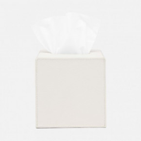 Victoria White Tissue Box Square Straight Full-Grain Leather