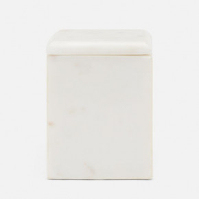 Kavala White Bath Canister Small 3"L x 3"W x 4"H Marble