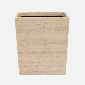 Bowen Natural Waste Basket Rectangle Tapered Travertine With Resin