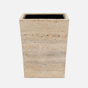 Bowen Natural Waste Basket Square Tapered Travertine With Resin