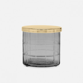 Argos Smoke Canister Round Large Glass W/Brass Trim