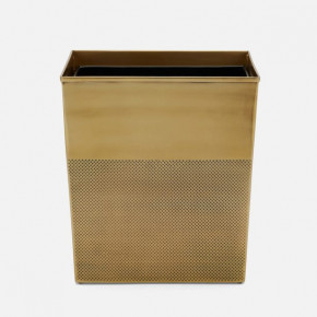 Hagen Antique Brass Wastebasket Rectangular Tapered Textured Stainless Steel