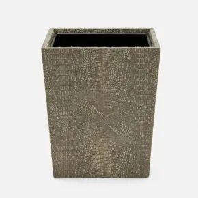 Hawen Sand Wastebasket Squared Tapered Faux Baby Crocodile