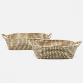 Roslyn Natural/White Storage Baskets Seagrass, Set Of 2