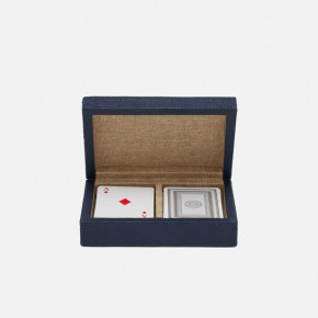 Lecco Dark Navy Card Box Full-Grain Leather