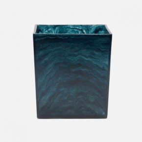 Abiko Dark Teal Wastebasket Rectangular Tapered Cast Resin