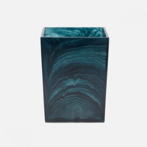 Abiko Dark Teal Wastebasket Square Tapered Cast Resin