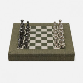 Preston Dark Green Chess Game Set Cotton Jute