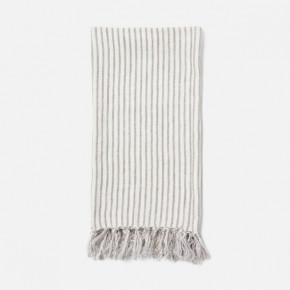 Nicosia White/Gray Guest Towel With Fringe 100% Linen 180 Gsm Pack/3