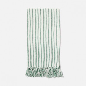Nicosia White/Green Guest Towel With Fringe 100% Linen 180 Gsm Pack/3