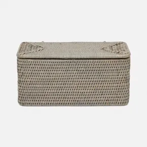 Camden Gray Double Toilet Paper Holder Rectangular Straight Woven Rattan