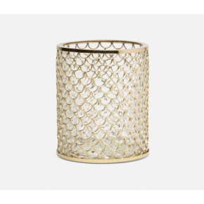 Gila Clear/Brushed Gold Wastebasket Round Glass/Brass